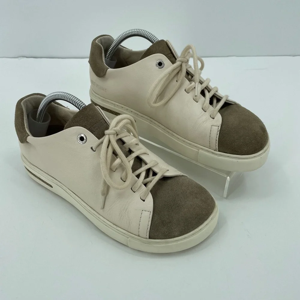 Birkenstock Womens Bend Low Sneaker Size 37 US 6 Eggshell Taupe Leather Nubuck‎